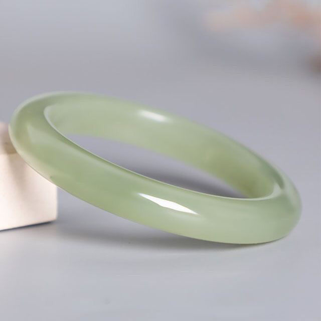 Vòng tay ngọc bích tự nhiên Tân Cương Hetian – nước trong vắt, phong thủy may mắn — Khuyến mãi lớn trong thời gian có hạn [mô hình thông thường] khắc chủ quặng thô chi tiết 2