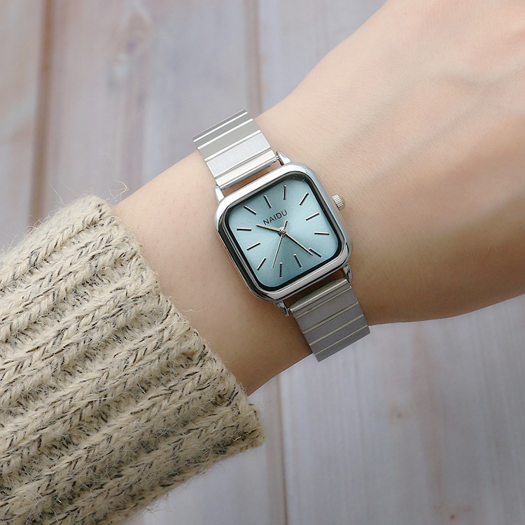 Literary square mesh belt quartz watch stainless steel belt fashionable girls watch forest square watch ladies watch