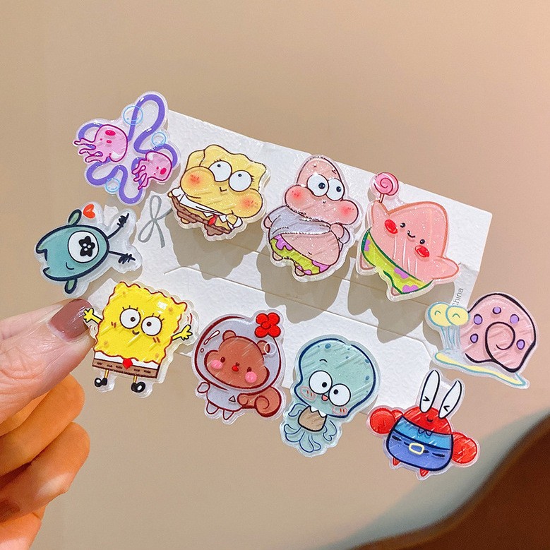 Cartoon Spongebob Series Hair Clip Super Cute Children's Broken Hair Clip Girls' Bangs Clip Duckbill Clip Girls' Hair Clip