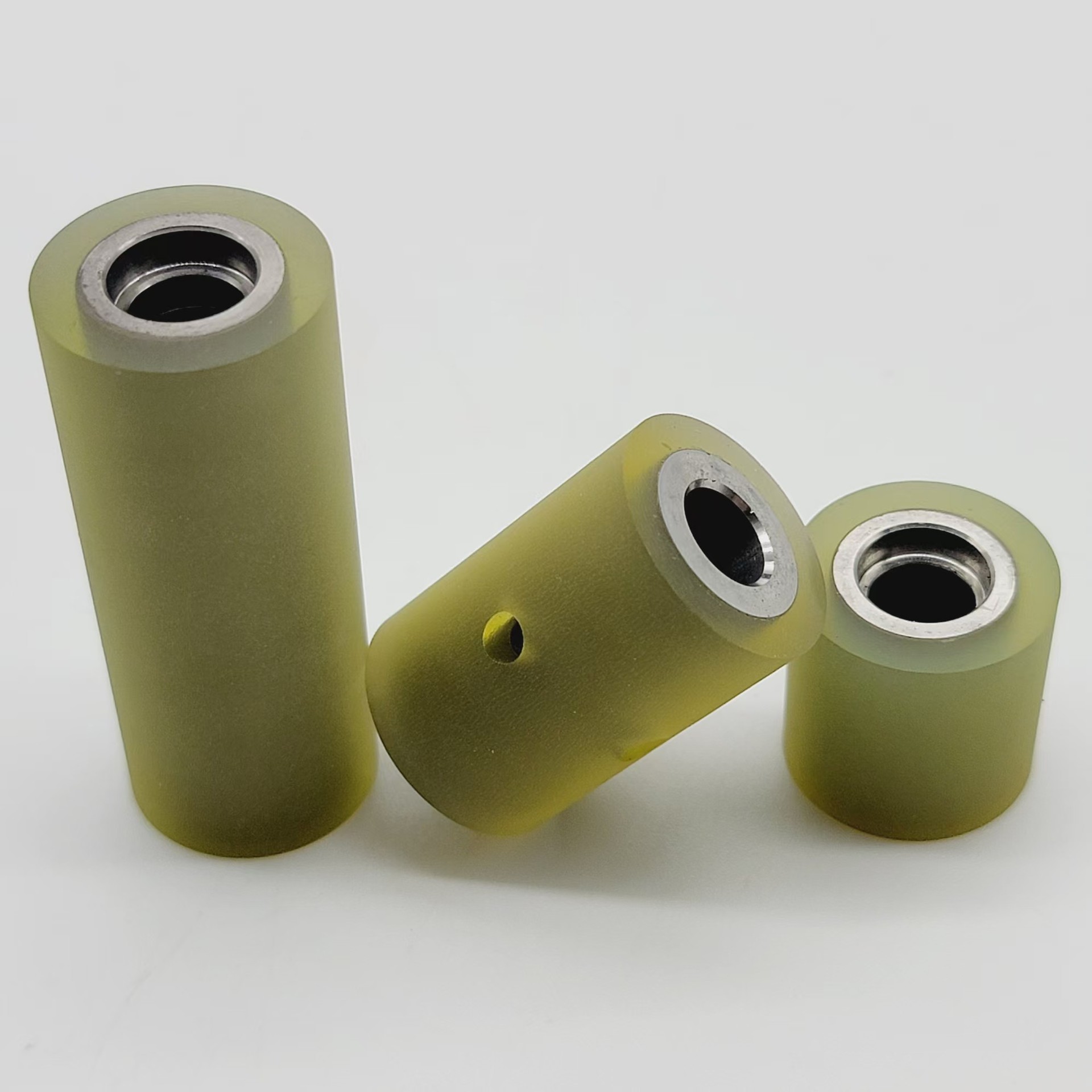 螺钉紧定型聚氨酯包胶滚轮耐磨橡胶硅胶轮输送带