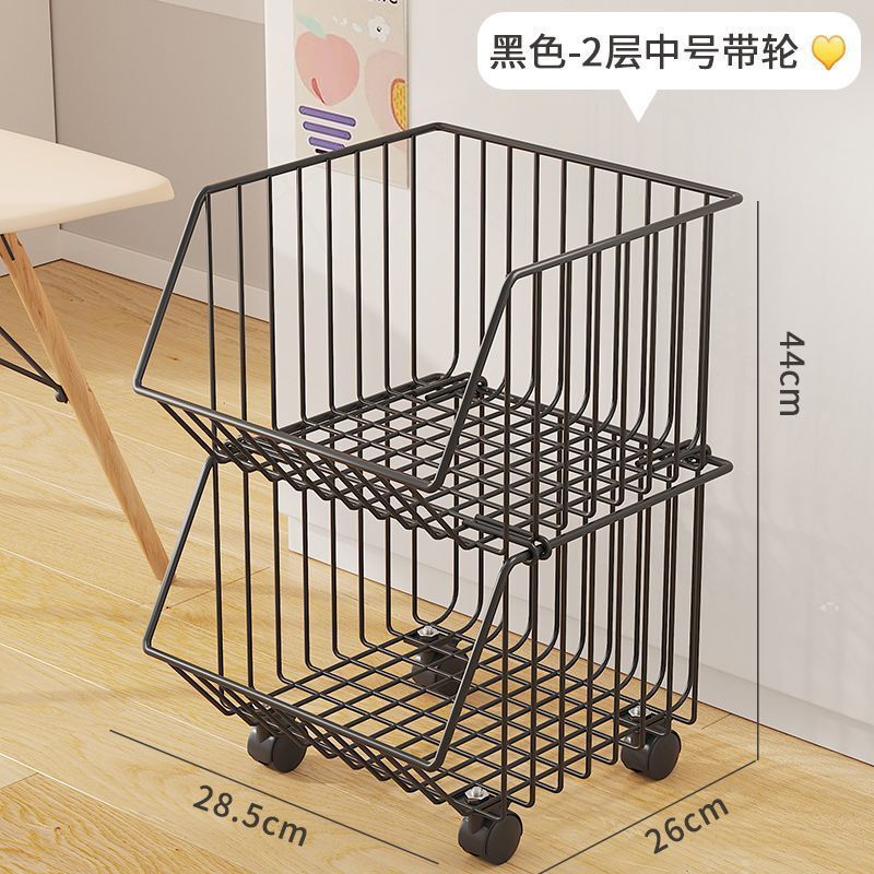 小推车置物架玩具杂物收纳箱筐零食客厅大容量桌下移动书包架防尘|undefined