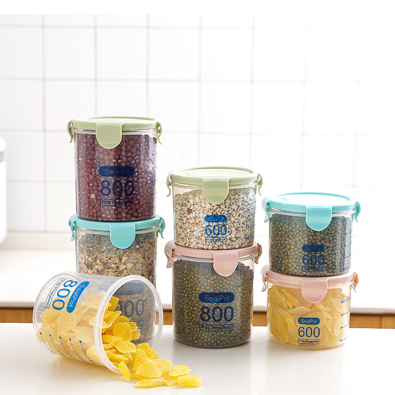 キッチン収納透明食品保存缶蓋付きプラスチック五穀雑穀スナック収納ケース|undefined