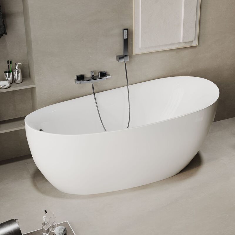 Boat-Shaped Colorful Bathtub, Guesthouse Acrylic Freestanding Bathtub, Curved Bathtub, Bathtub Color Customizable