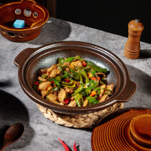 日式侘寂风黑砂锅 明火耐高温干锅菜柠檬鱼砂锅鸡公煲干烧煲商用
