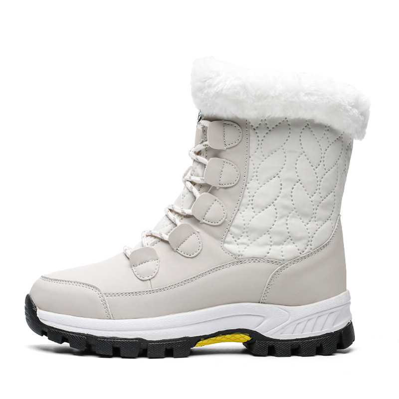 Invierno de alta altura de algodón botas de nieve de suela gruesa de mujer calentamiento de terciopelo grueso botas de mujer zapatos casuales
