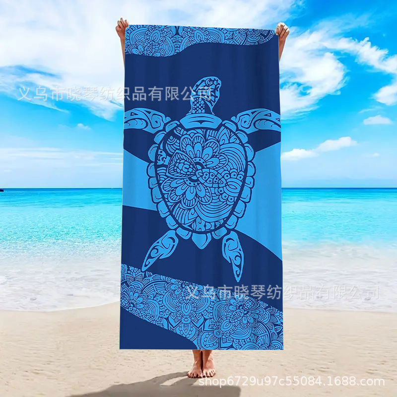 Cross-border sea turtle microfiber beach towel quick-drying absorbent towel suitable for travel sports pool bath towel