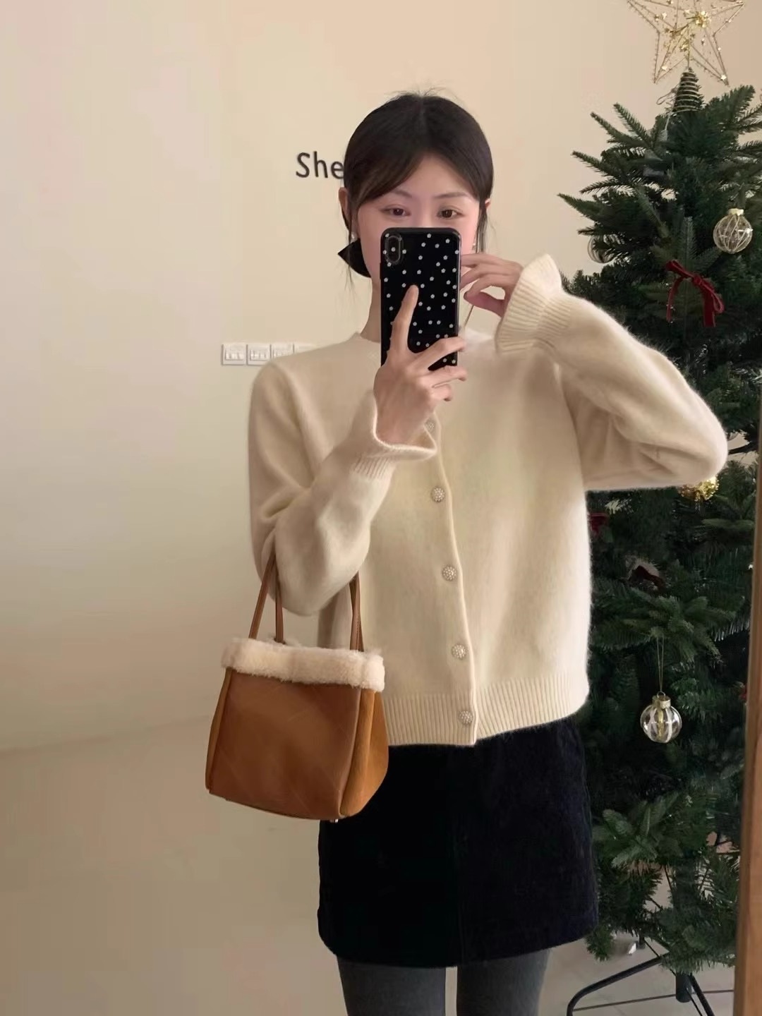 Cardigan coreano in velluto con scollo rotondo e maniche ricamate viola da donna, piccolo cappotto lavorato a maglia profumato primaverile_voghion.com