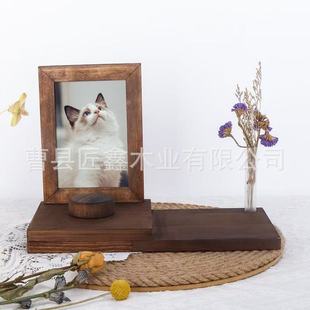 Cross-Border Solid Wood Pet Commemorative Photo Frame Bedside Cat Photo Frame Table Dog Photo Creative Commemorative Photo Frame