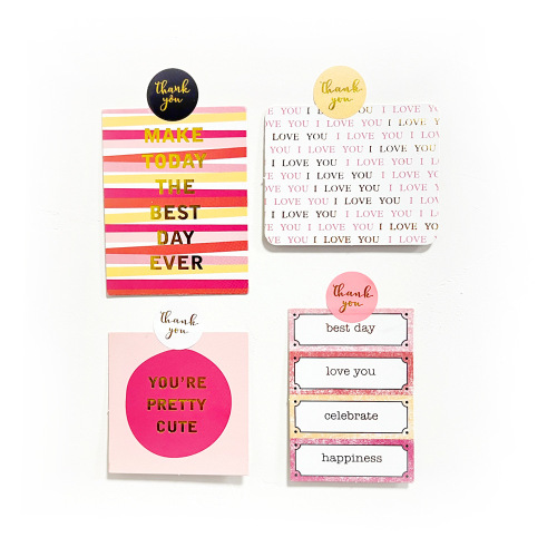 Cross-border thank you sticker self-adhesive pink black hot stamping seal envelope gift wedding decoration roll round