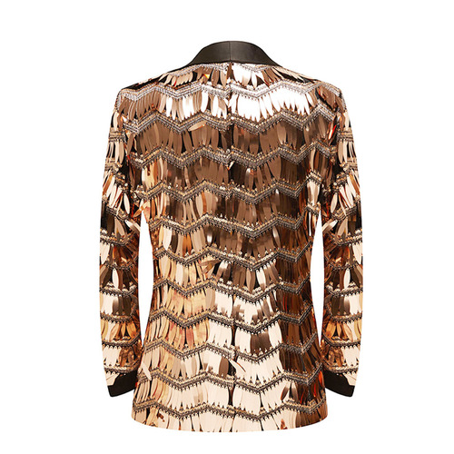 champagne Jazz dance coats blazers for men youth  gold spot men long fringe sequins jackets stage singer party dresses