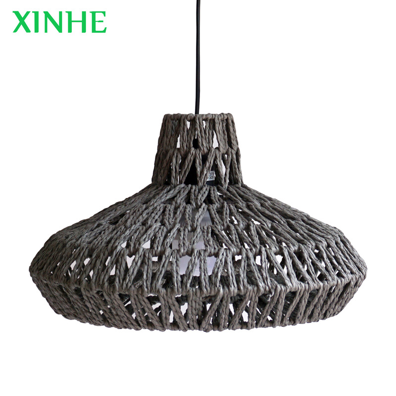 Nordic Style Minimalist Home Dining Room Decorative Lighting Black Brown White LED Paper Rope Chandelier Lampshade