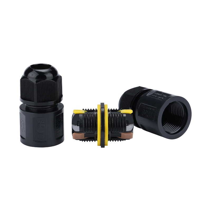 Conector rápido de cableado de clip de nylon 3P iluminación exterior M20 conector impermeable de tope de línea a línea