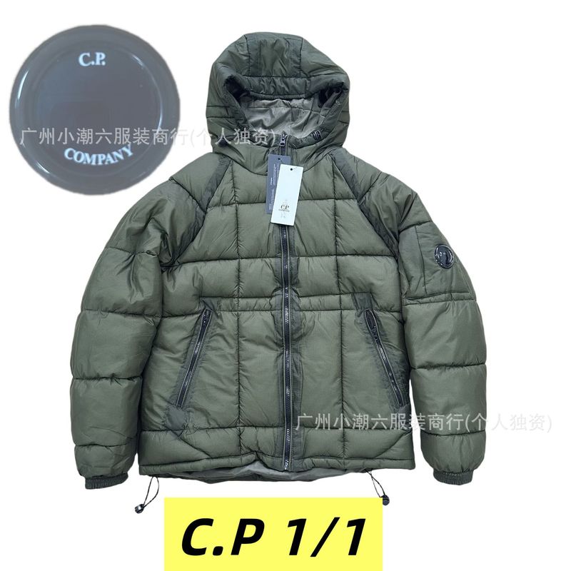C.P冬季棉服男女镜片街头户外抗寒保暖COMPANY格子拼接连帽面包服|undefined