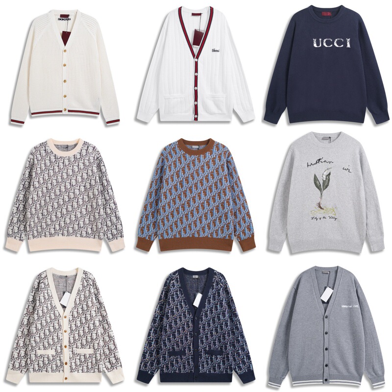 High Quality Dijia Gijia 2025 Autum New Logo Letter Jacquard Casual Loose Knitted Long-Sleeved Sweater