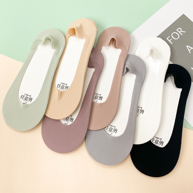 Spring and Summer Can Cut Ice Silk Vu Boat Socks for Women, Thin, Versatile, Silicone, Non-Slip, Anti-Falling, Cotton Bottom, Round Mouth Invisible Socks