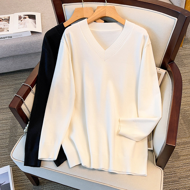 200/ 150kg Plus size women's clothing, loose V-neck sweater for plus-size women, bust size 150/160, suitable for 350 pounds, 8066