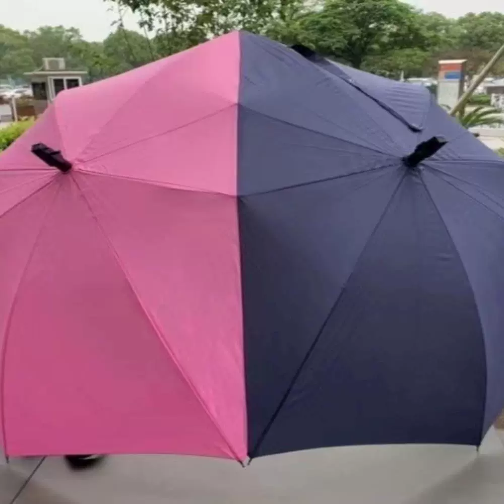 Двойной зонт для пар, солнцезащитный зонт и зонт для защиты от солнца для пар, очень большой двойной верх и двойной стержень, соединенный модный зонт от дождя или солнца.