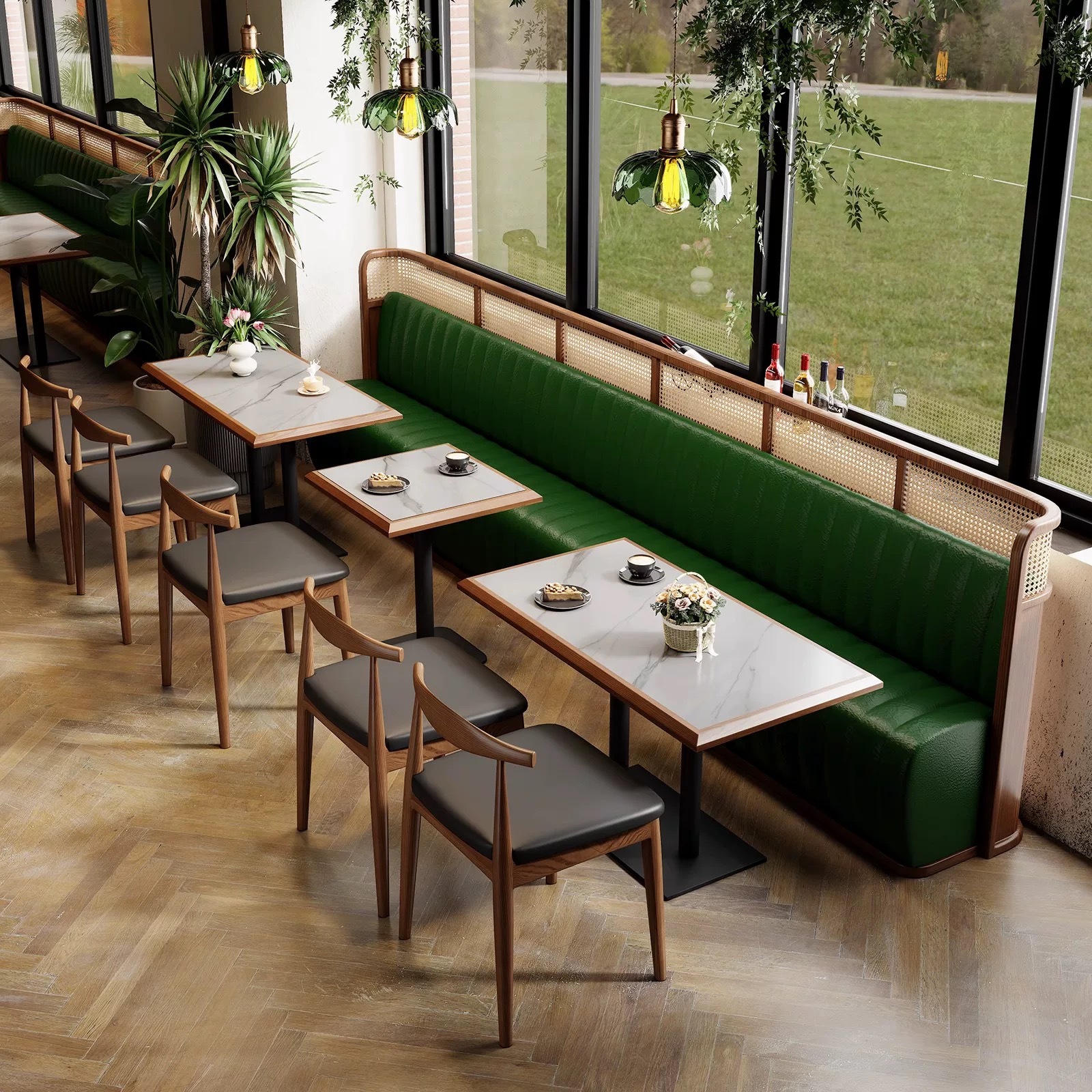Nordic restaurant dining tables and chairs, wooden horn chairs, modern minimalist desks and chairs, steakhouse horn chairs and sofas
