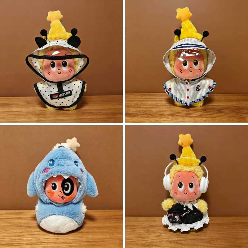 Only Doll Clothes】Star Doll Clothes Plush Pendant Doll Clothes Summer Raincoat Doll Apparel 15cm Doll Clothes