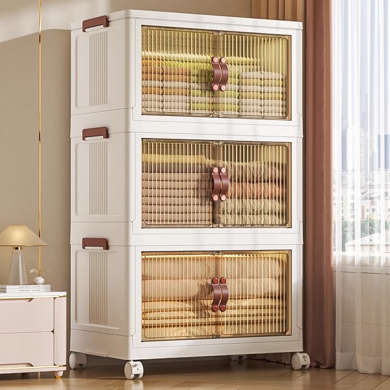 Armario de almacenamiento Qiaojie, armario de almacenamiento, plástico para el hogar, armario de bocadillos de instalación gratuita, armario de almacenamiento de juguetes de ropa para bebés y niños