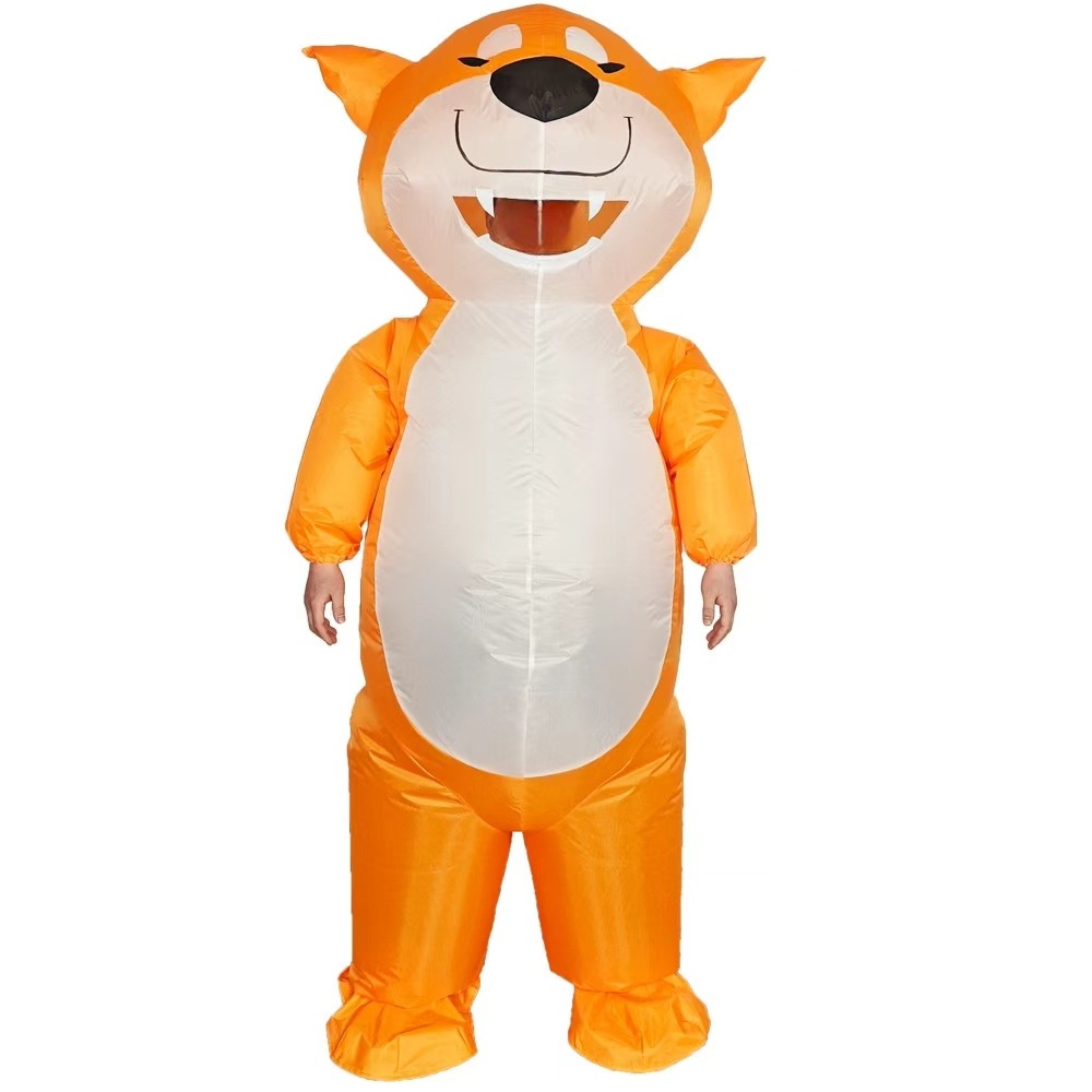 Nuevos cos transfronterizos juegan ropa inflable de gato negro lindo perro amarillo muñeca inflable creativa divertida ropa inflable de dibujos animados