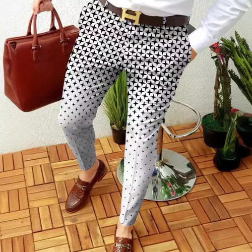 2025 European and American Autumn/Winter 3D Printed Slim Grid British Casual Personal Long Pants in Multiple Styles