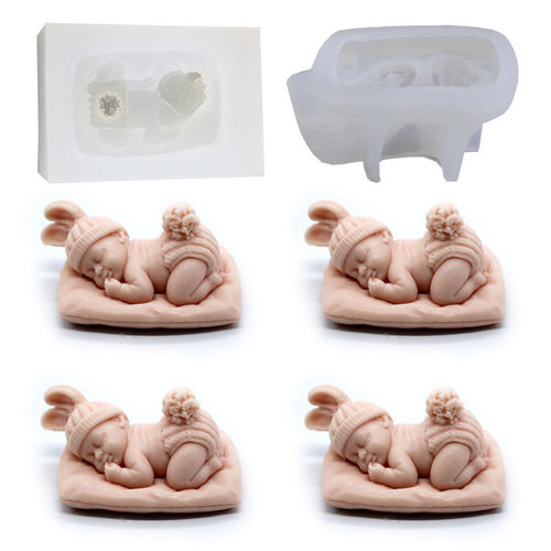 Irregular baby scented candle mold sleeping angel baby plaster mold ornaments handmade soap silicone mold