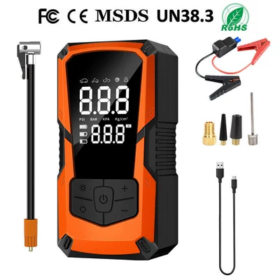 Electric Vehicles Tire Inflator – Hava nasosu - enhanced-instant-start-version-power-bank-air-compressor-dy-20-orange-suitable-for-all-engine-displacements-anti-reverse-smart-clamp