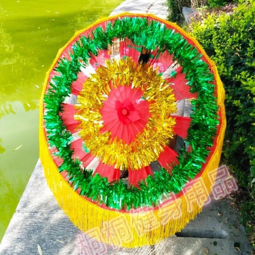 Yangge Dance Flower umbrella lace Dance Umbrella Hand sets prop Bodybuilding Craft umbrella Northern Shaanxi Dancing fan adult dance Fan