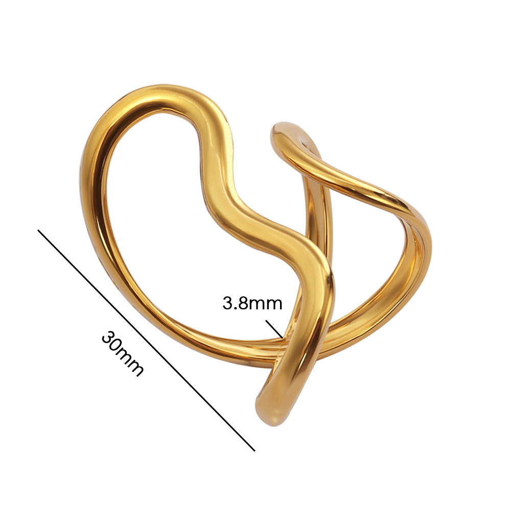 Anello a onde geometrico a tre strati anello aperto impilabile_voghion.com