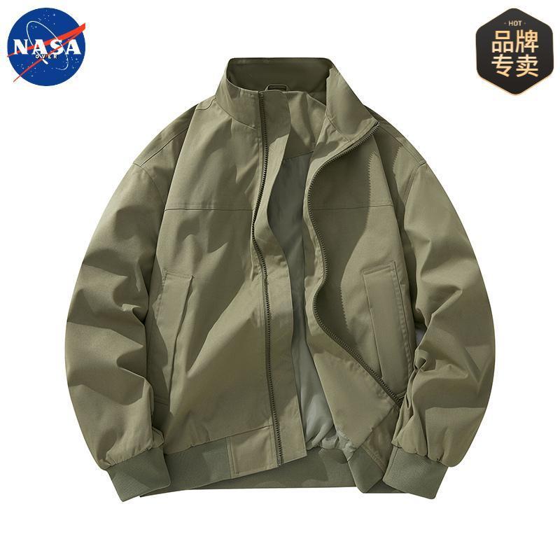 NASA品牌高质量简约工装夹克男士休闲宽松棒球服春秋季立领外套潮|undefined