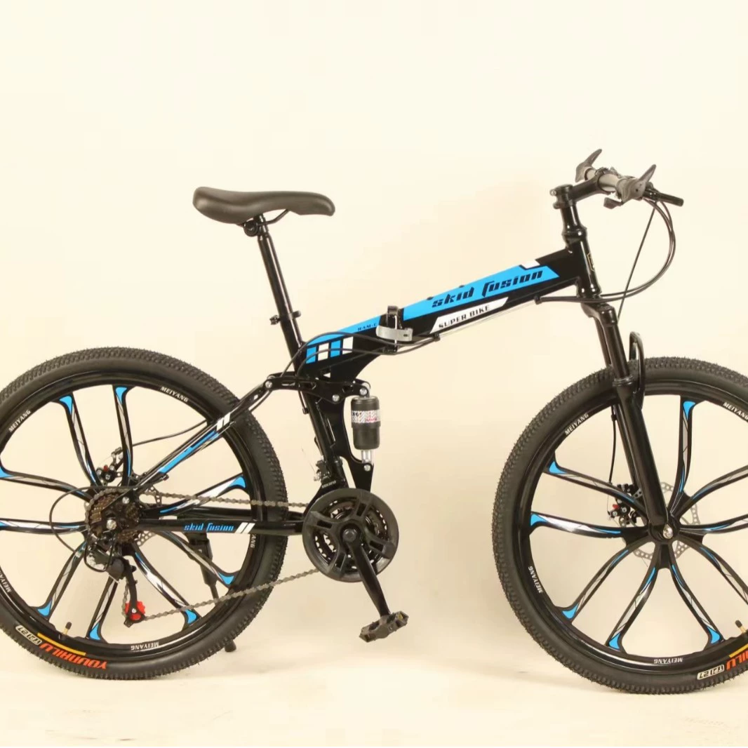 Складной горный велосипед с амортизацией, двойными дисковыми тормозами, регулируемой скоростью, для кросс-граничной оптовой торговли, внедорожный велосипед для активного отдыха