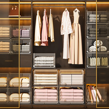 衣柜收纳分层隔板衣橱内隔断抽屉式衣物置物架可折叠透明整理盒