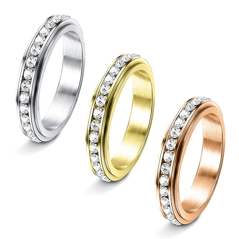 Xinghe трансграничные взрывы титановая сталь Циркон бриллиант вращающееся кольцо для пары Гипсофила обручальное кольцо Ручные украшения оптом