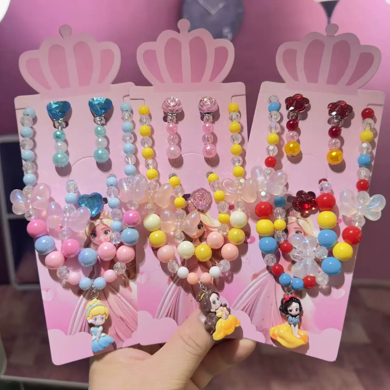 新品儿童项链套装可爱女生卡通首饰女童配饰珍珠链手串小女孩礼物