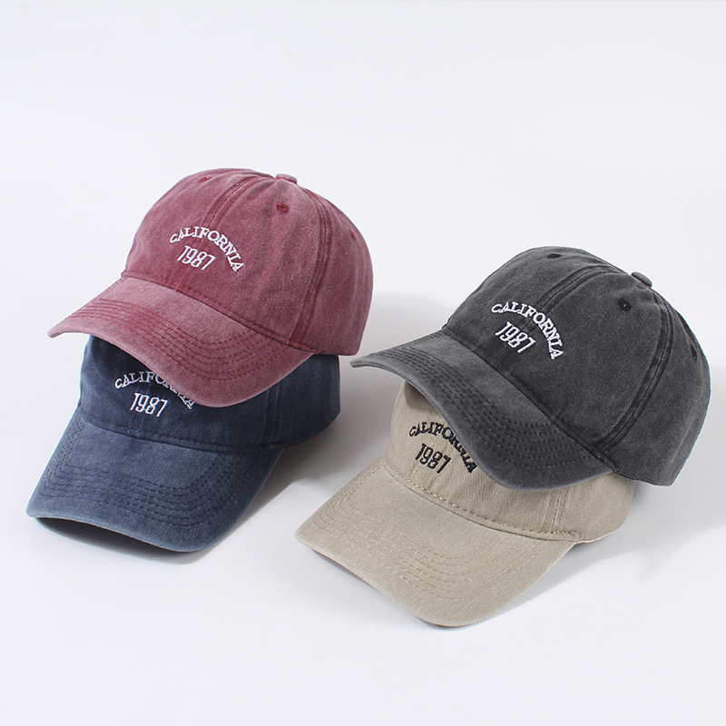 Old Washed Denim Baseball Cap Big Head Women's Face Showface Small American Retro Wide Brim Hat Men's Cap