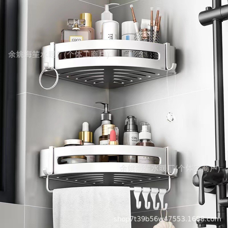 Toilet Punch-free Corner Storage Rack Toilet Wall-mounted Gun Grey Edge-shaped Corner Rack Kitchen Corner Storage Rack