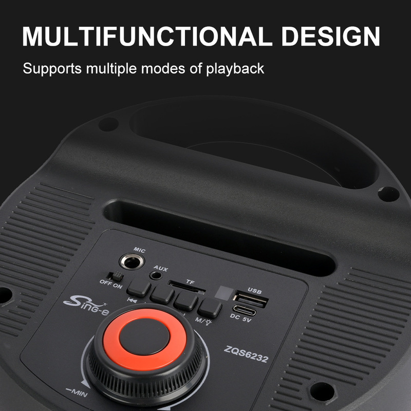 SING-E ZQS-6232 スクエアキング ホームオーディオ マイク付き デュアル 6.5inch ワイヤレス Bluetooth スピーカー|undefined