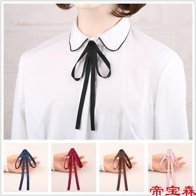 Bowtie shirt Korean Edition Small fragrant wind College wind England Versatile temperament lovely Ribbon Silk ribbon bow