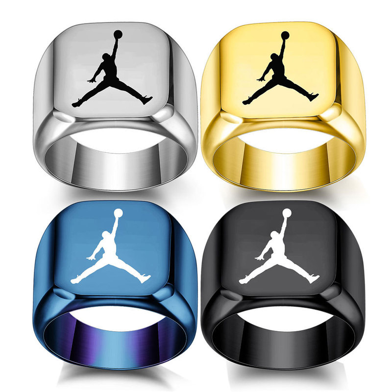 European and American Cross-Border Hot Selling Ins Sports Trendy Men's Personalized Basketball Dunk Stainless Steel Men's Ring Simple Ring for Women European and American Cross-Border Hot Selling Ins Sports Trendy Men's Personalized Basketball Dunk Stainless Steel Men's Ring Simple Ring for Women