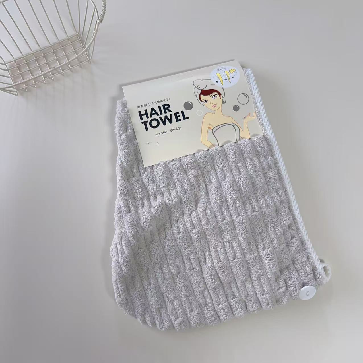 Fabricante de coral en stock simple sombrero de cabello seco para adultos suave absorción de agua bolsa de baño doméstica toallitas rápidas para secar el cabello