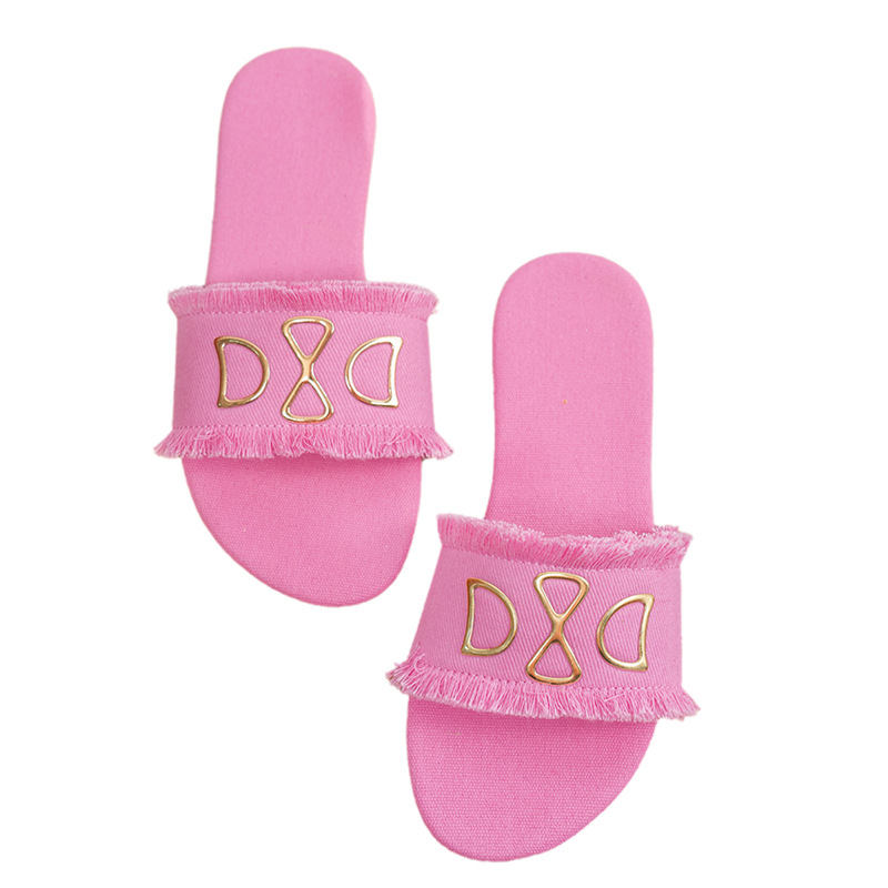 Nuevas zapatillas planas de mezclilla de punta redonda rosa para mujer, comercio exterior, lindo y ponible, apariencia elegante y cómoda
