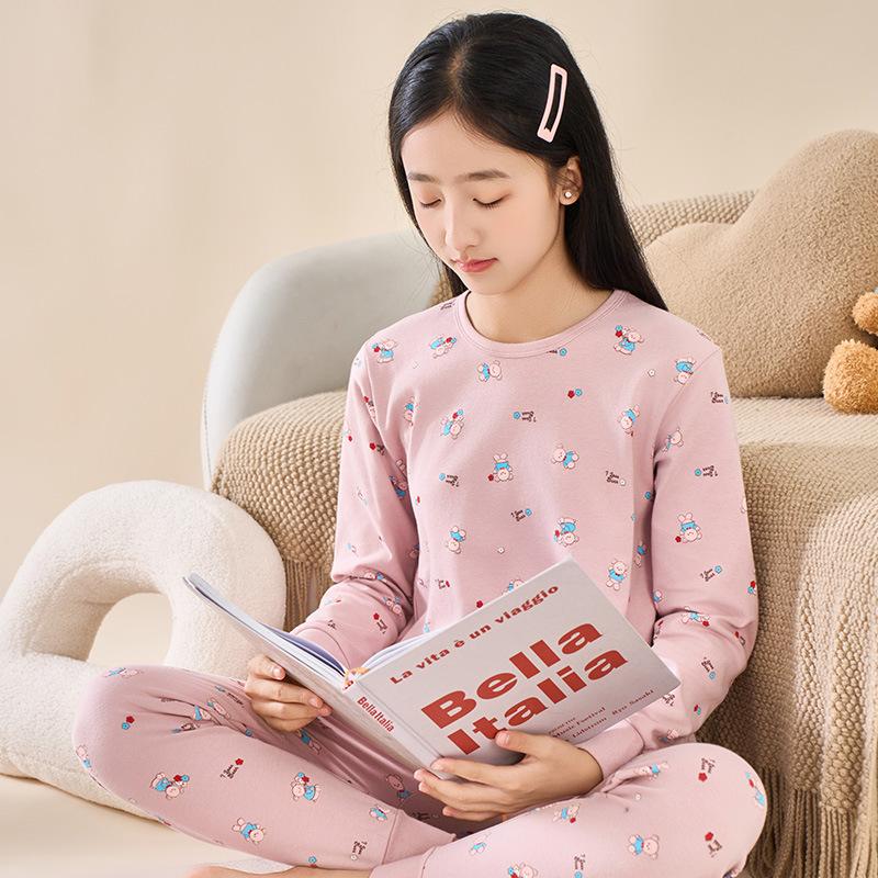 Boys' Autumn Clothes and Long Pants, Kidsren's Thermal Intimates Set, Pure Cotton, Teenagers' Cotton Sweaters, Big Kidsren's and Girls' Cotton Sweaters