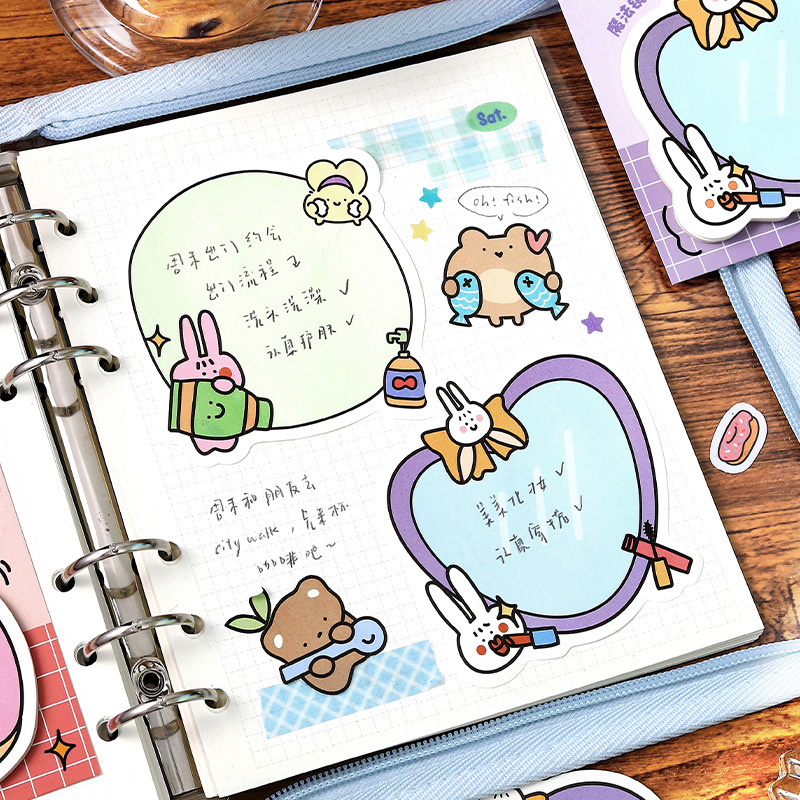 NOTE FOR Post-it Gulu Wonderful House Series Cute Showa Animal Graffiti Notas de mensaje