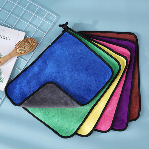 Coral velvet double-sided car wash towel, thick large size, water-absorbent and non-shedding, multi-functional cleaning cloth, wholesale car washing towel