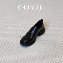 初遇季静音通勤小皮鞋女覆古风魔术贴一脚蹬乐福鞋厚底包鞋