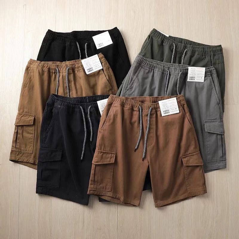 Heavyweight Washed Retro Fashion Cargo Shorts Summer Outdoor Multi-Pocket Men's Versatile Straight Five-Point Shorts Trendy