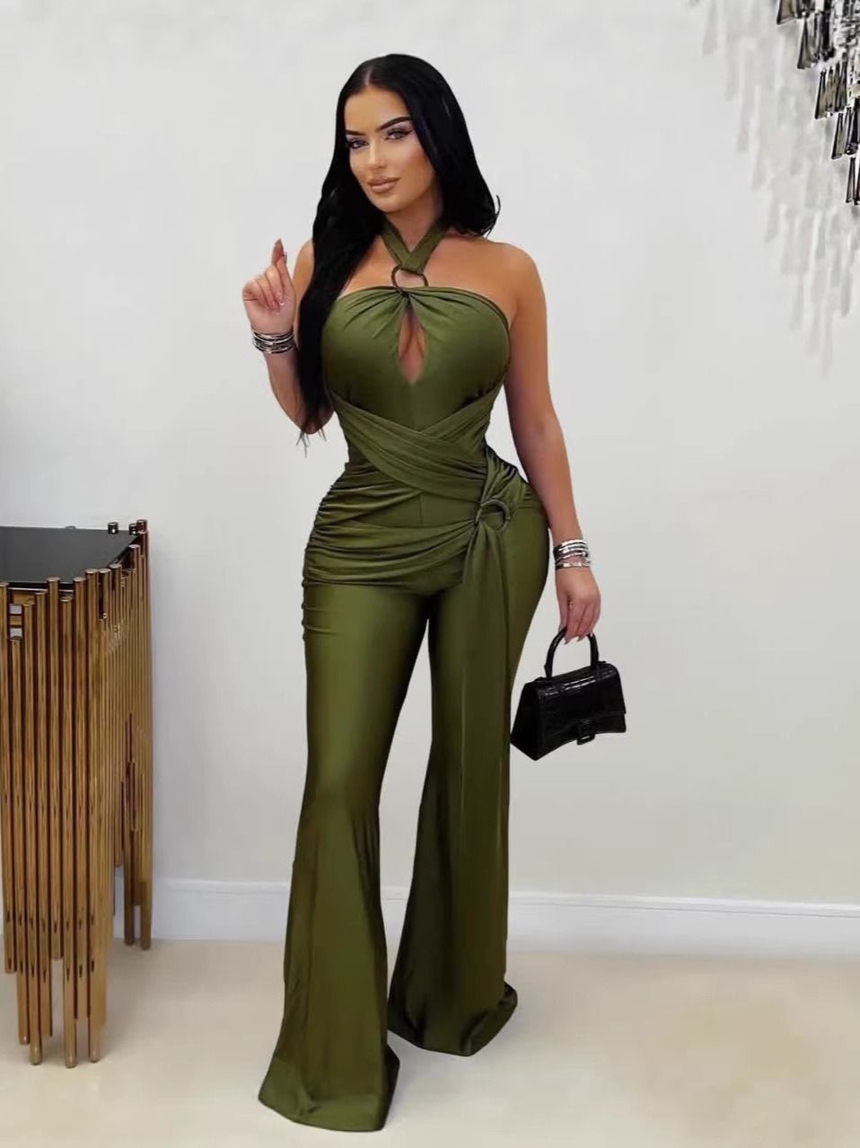 Comercio exterior de moda transfronteriza ropa de mujer de color sólido europeo y americano sexy pantalones de pecho Aliexpress Amazon pantalones explosivos