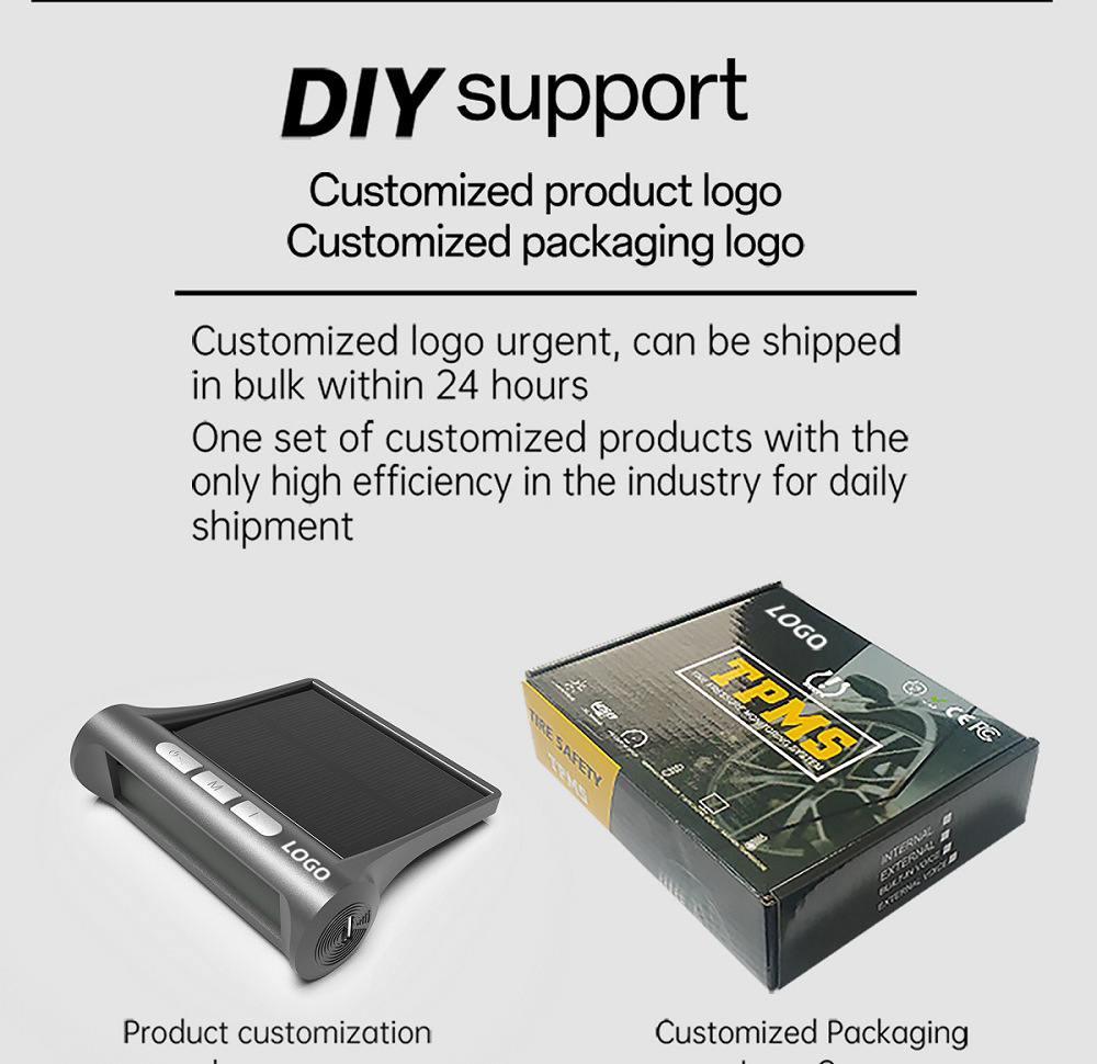 Ty01-6 Wheel-Mounted Tire Pressure Detector Solar-Powered Tire Pressure Monitoring High-Precision Wireless Rv Tire Pressure Tpms