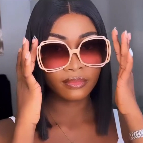  New European and American Fashion Large Frame Sunglasses Personalized Street Shot Hollow Sunglasses Cross-Border Trendy Sunglasses for Women